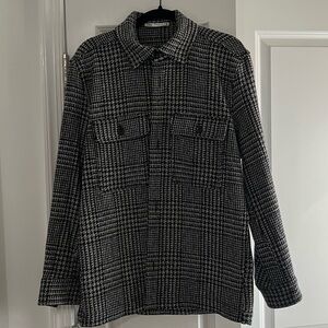 Zara Men's Monochrome Plaid Shirt Jacket